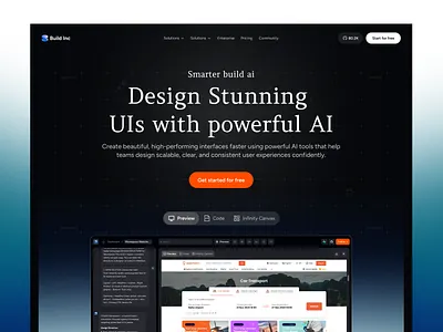Build Inc – AI-Powered Landing Page Builder Website ai development framer header landing page landing page design product design responsive design saas landing page saas website ui design uiux ux design vibe coding vibe coding landing page vibe coding platform web design webflow website website builder