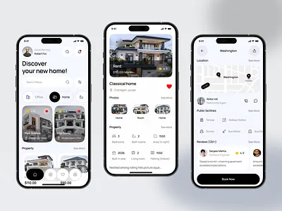 Smart Real Estate Mobile App appartment home home rental app mobile app modern interface property booking real estate real estate app realestate residence smart real estate mobile app ui