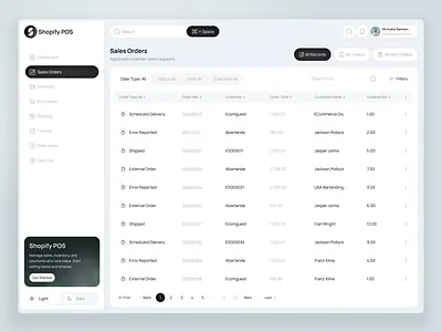 Order Management Dashboard admin b2b b2c crm dashboard dashboard design dashboard ui data table order order designs order management order page order pages order table orders orders list table design user experience ux web dashboard