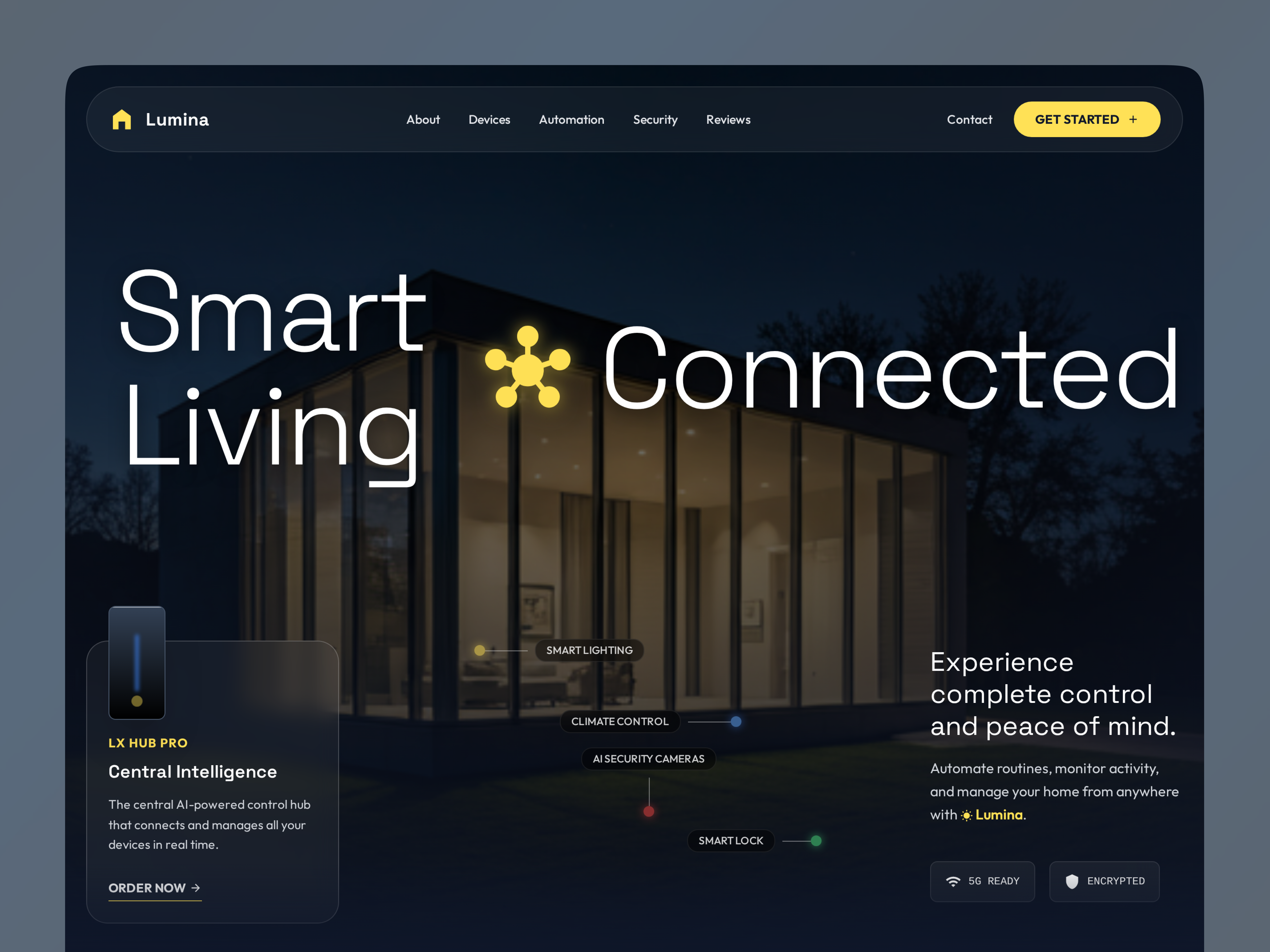 Smart Home- Website UI Design automation system connected home design home automation iot platform landing page modern ui product ui saas platform smart home smart living tech website technology ui design web app web design web ui website website design