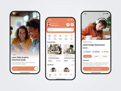 Online Education App app design course enrollment app digital education edtech ui design education app education app design learning platform minimal app design mobile mobile app mobile app design modern ui online course online education online learning app product design ux design