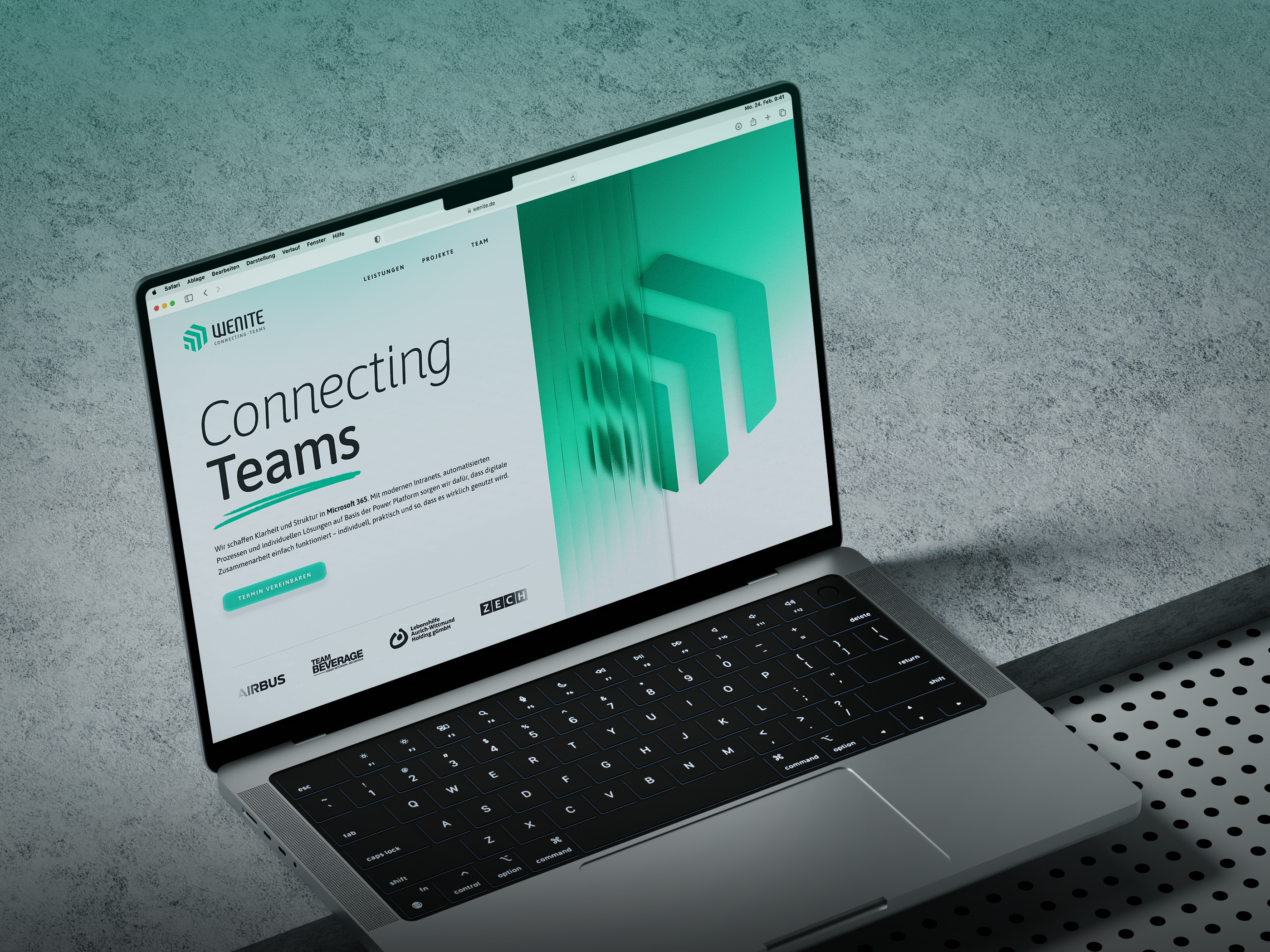 Wenite · Intranet & IT Solutions brand identity branding cms corporate identity figma framer german graphic design intranet landing page one page prototype responsive saas ui ui design ux ux design web design website design