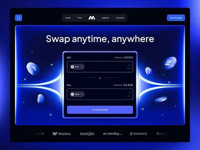 EsySwap - Web3 Crypto Exchange ai blockchain technology crypto trading crypto wallet decentralized exchange defi finance hero section landing page nft ui ux web3 community website