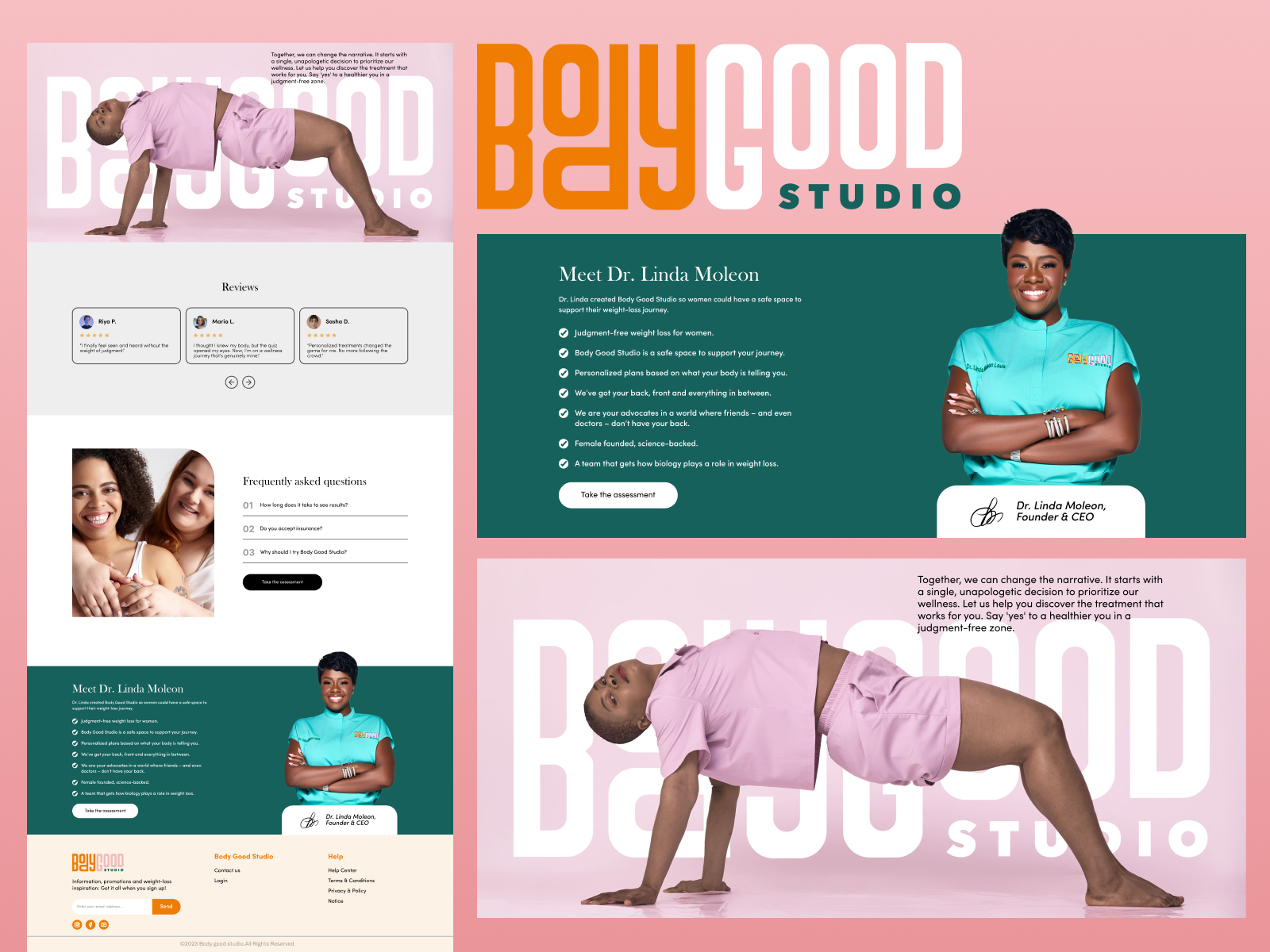 BodyGood | Weight-Loss Journey: Complete Web Design bold typography figma healthcare ui healthtech medical landing page modern ui ui ui design ux ux design weightloss web wellness branding womens wellness