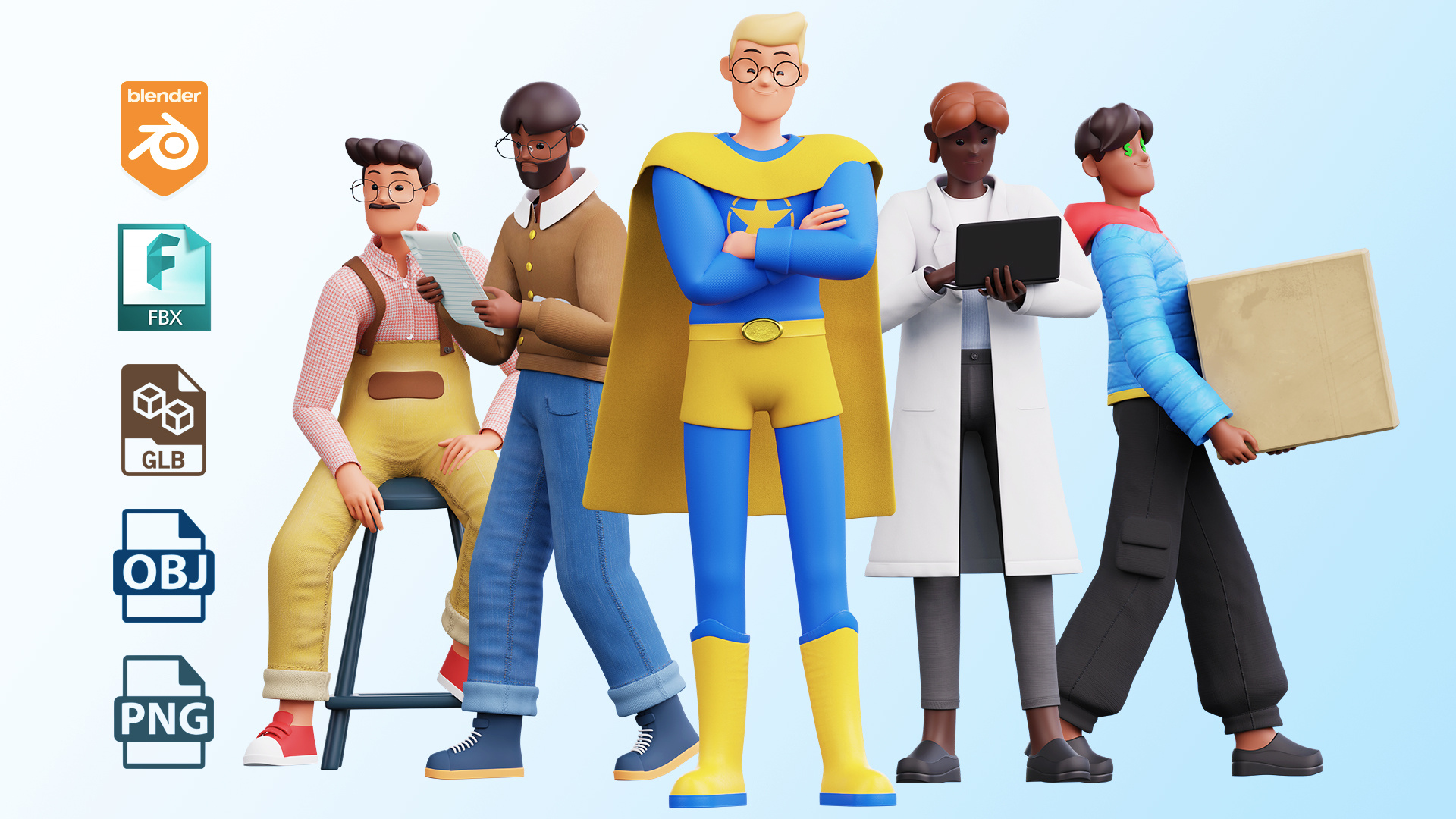 Modular 3D male models