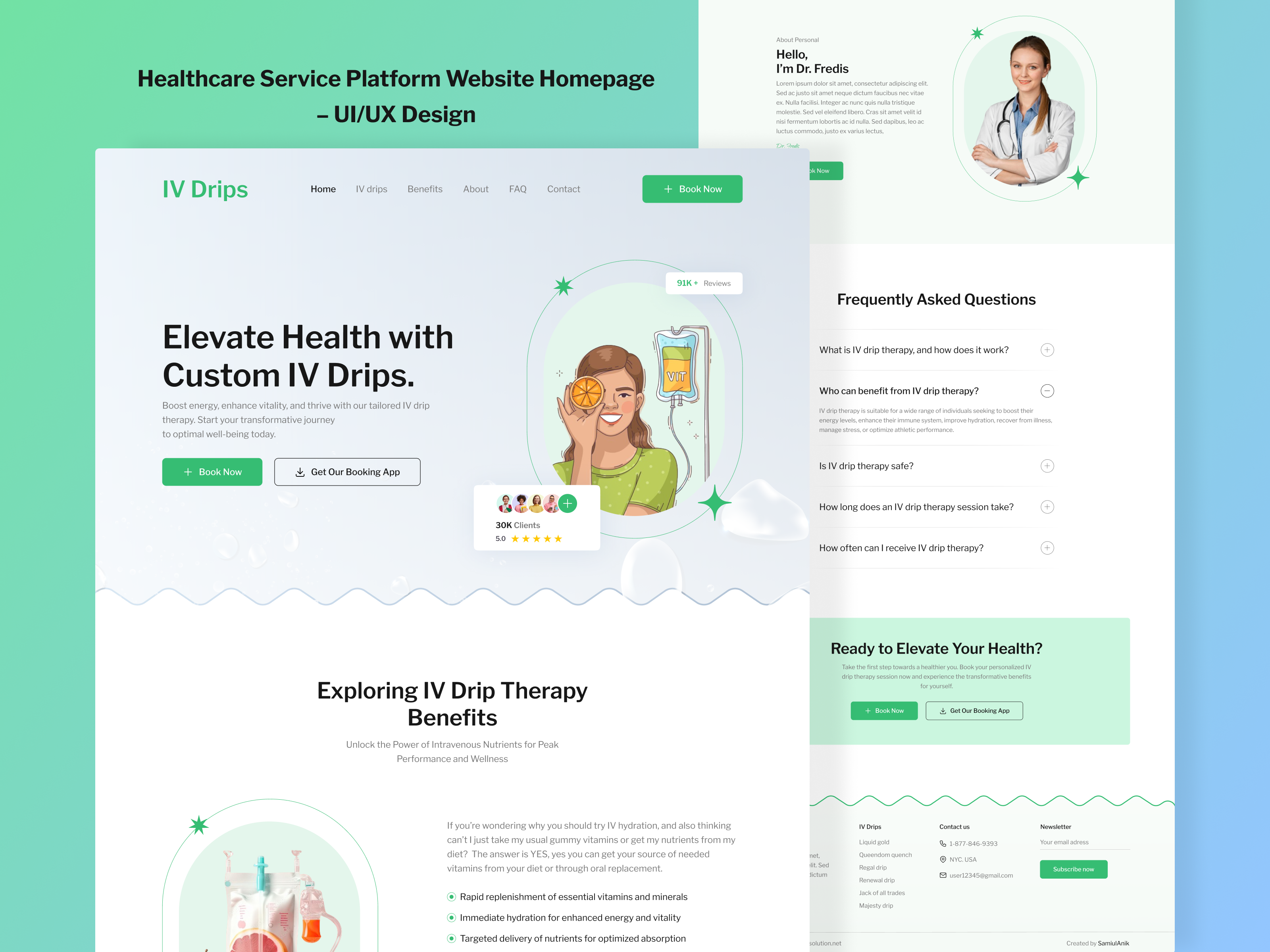IV Therapy- Healthcare Service Booking Platform Website UI/UX clinic website healtcarewebsite health website healthcare iv drips iv drips website landingpage medical medical website minimal website samiulanik ui uiux uiux design user interface ux website website design