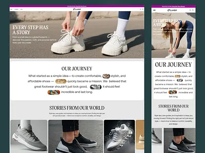 Lunbir — E-commerce Website | Our Story Page Design about page about us page cro focused website e commerce e commerce homepage ecommerce ecommerce homepage fashion landing page online shopping online store our story product page shoe shoe website sneaker sneakers website website design website homepage