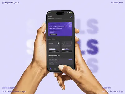 Skill Development App darkmodeui design designinspiration digitallearning figmadesign graphic design mobileappdesign ui uiinspiration uiux