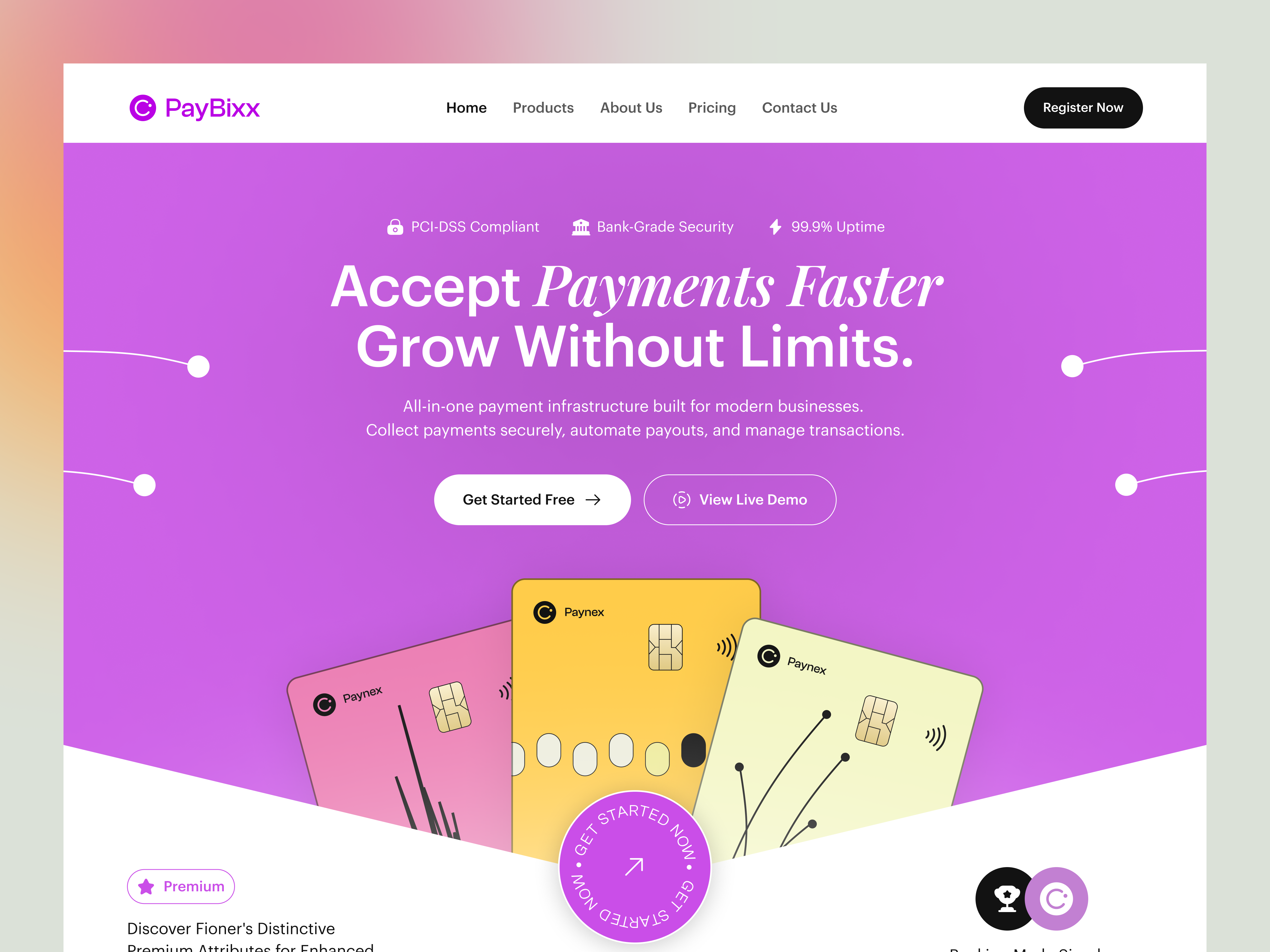 PayBixx — Modern Payment Gateway Landing Page UI bank banking website e wallet finance finance management finance management design finance management website finance website finance website design landing page minimalist saas service wallet wallet website web design website