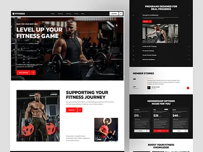 Gym & Fitness Landing Page - FITFORCE exercise fitness fitness landing page fitness web design fitness website gym gym landing page gym website homepage ui design ui ux web ui website wellness workout