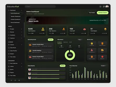 EducationFirst Admin Dashboard Design branding dailyui dashboad dashboard design design education home home dashboad design home page sajjad student ui ux ux ui web webdesigner