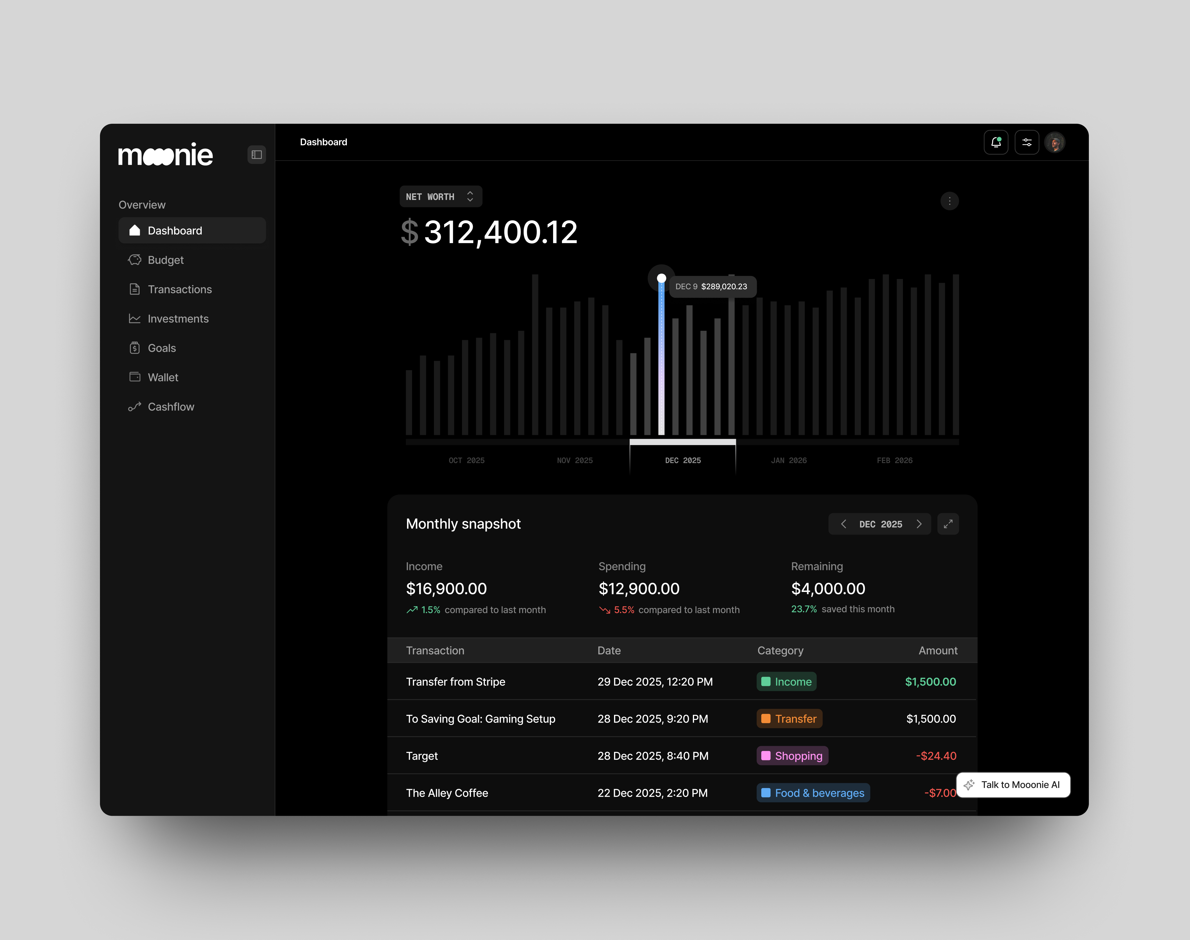 Mooonie Finance ui