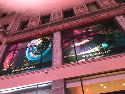 Window artwork / Golden Palace casinos branding graphic design
