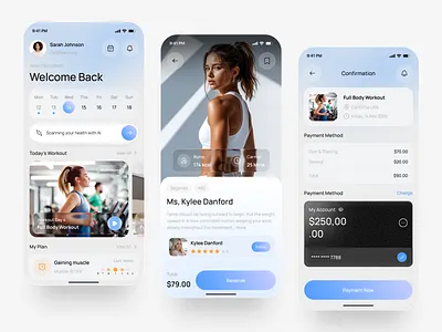 Fitness Training App android app design coach figma fitness app gym health health app ios minimal mobile mobile app mobile app design motivation online training training ui ux workout