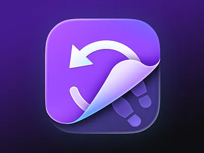RetracSteps App Icon design android icon app icon app icon design branding design history icon illustration ios icon ios26 ios26 icon iphone iphone icon liquid glass liquid glass icon past steps travel back