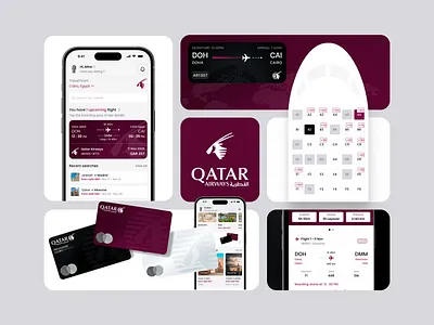 Bento Presentation - Travel Mobile App - Redesign Qatar-Airways bento credit card figma flight details screen ios mobile design notification qatar airways tracking flight notification travel trip legs screen ui ui ux visa
