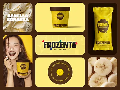 Frozenta - Banella Bonanza • Ice Cream Branding 3d art direction brand designer brand strategy branding design graphic design illustration logo logo design mockups packaging packaging design ui vector