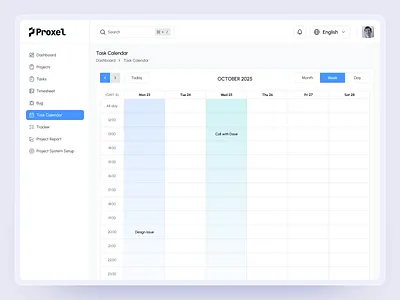 Task Calendar for Project Management analytics app calendar dashboard product project management saas task task management tenant ui ux web