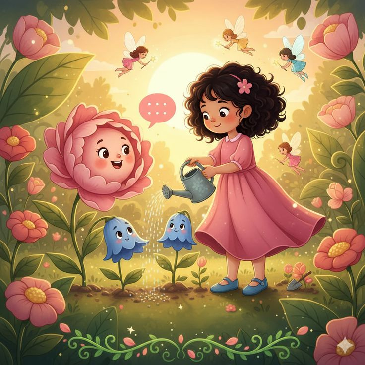 The Secret Life of Gardens anthropomorphic flowers character design childrens book illustration childrens publishing cute characters digital illustration fairy tale artist fantasy art flower fairies garden illustration girl character kidlitart magic garden nature illustration nursery art soft aesthetic storybook artist visual storytelling whimsical art whimsical world