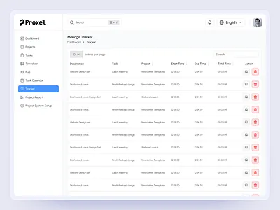 Time Tracking Dashboard Screen business dashboard business intelligence product productivity tool project planning and scheduling saas saas dashboard saas dashboard design team management time tracking time tracking dashboard user management uxui web work management