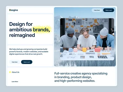 Creative Agency Hero Section Design agency website bento grid bento style brand design corporate creative agency design design agency design studio hero section landing page startup web design website design website designer wingly