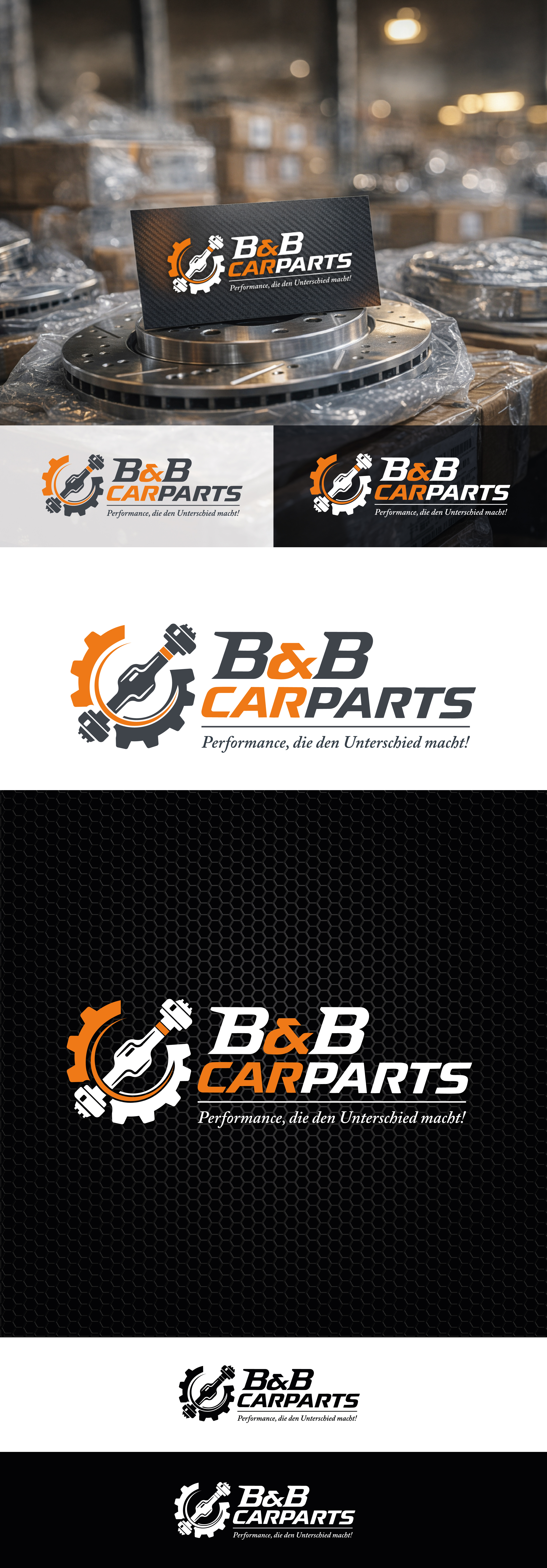 Performance-driven badge for an automotive parts brand automotive badge brand identity business card car parts emblem gear icon industrial logo mechanic monogram packaging ready performance piston signage vector