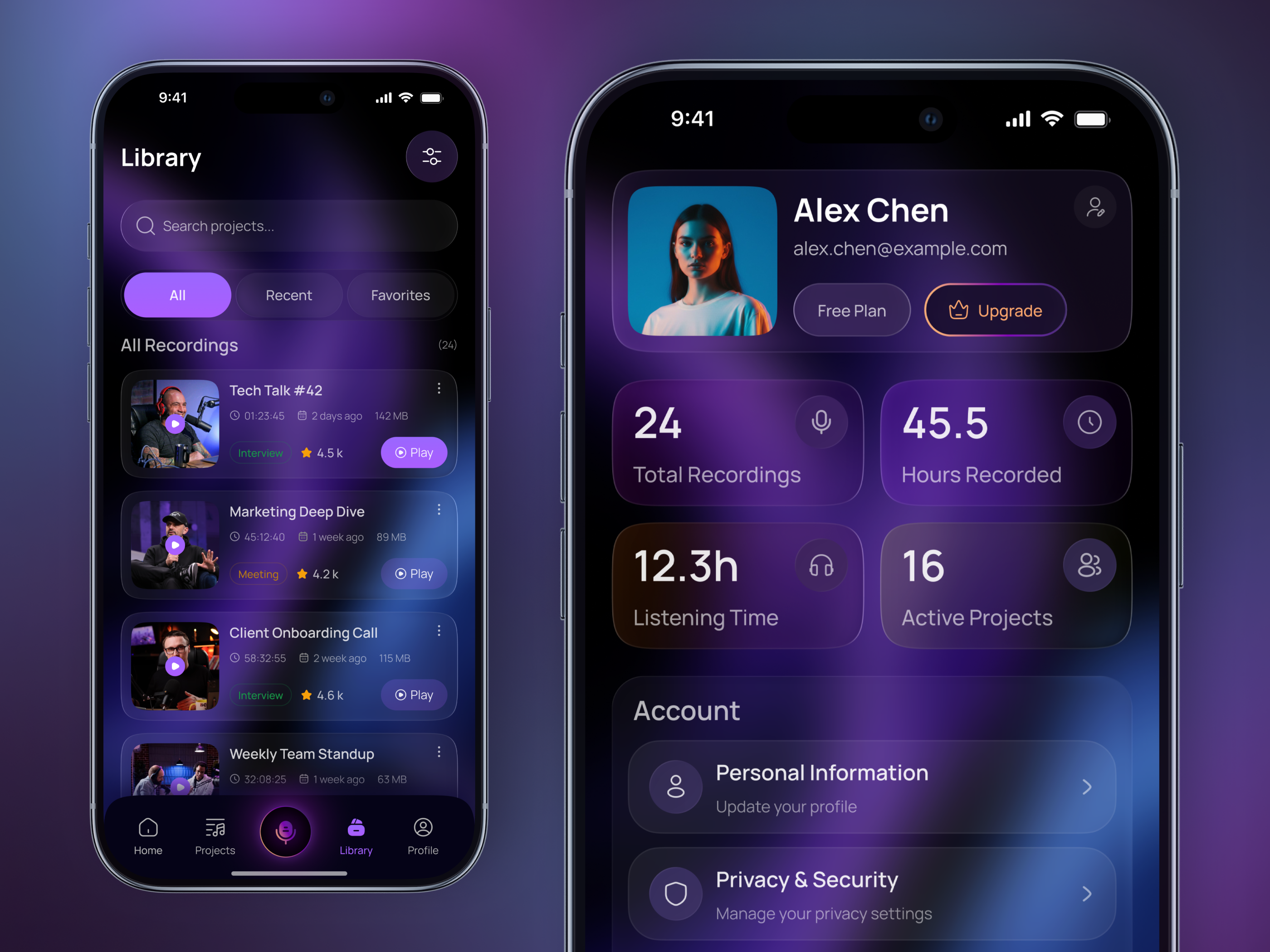 Podcast Creator App UI – Dark Mode Mobile Dashboard appdesign appui creatortools dashboarddesign figmadesign mobileapp mobileui podcast recording podcastapp podcasting productdesign saasdesign uidesign uxdesign