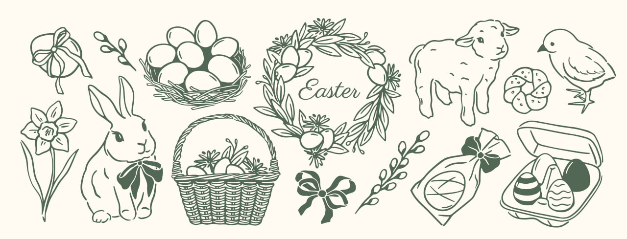 Hand-drawn Easter doodle illustrations adobe illustrator doodle easter hand drawn illustration line art vector vector illustration