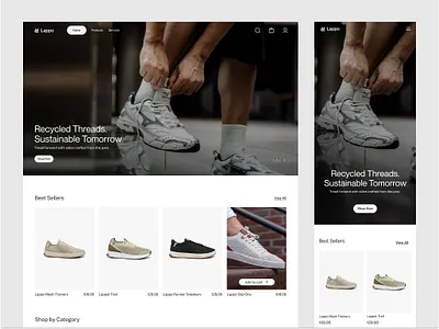 Lappo – Sustainable Sneakers eCommerce Website ecommerce ecommerce shoes website fashion website footwear footwear ecommerce website growmelab landign page landing page landing page design minimal mobile design online store shoes landing page design shoes website sneakers sneakers website design ui design uiux web design website design