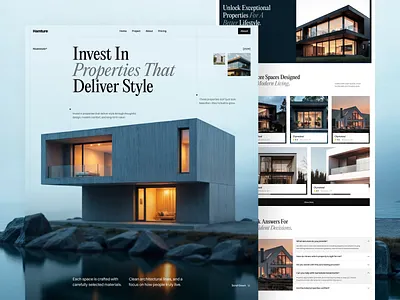 Hamture - Real Estate Website building clean home homepage house landing page properties property real estate real estate landing page real estate website realestate ui ui design web web design website website design