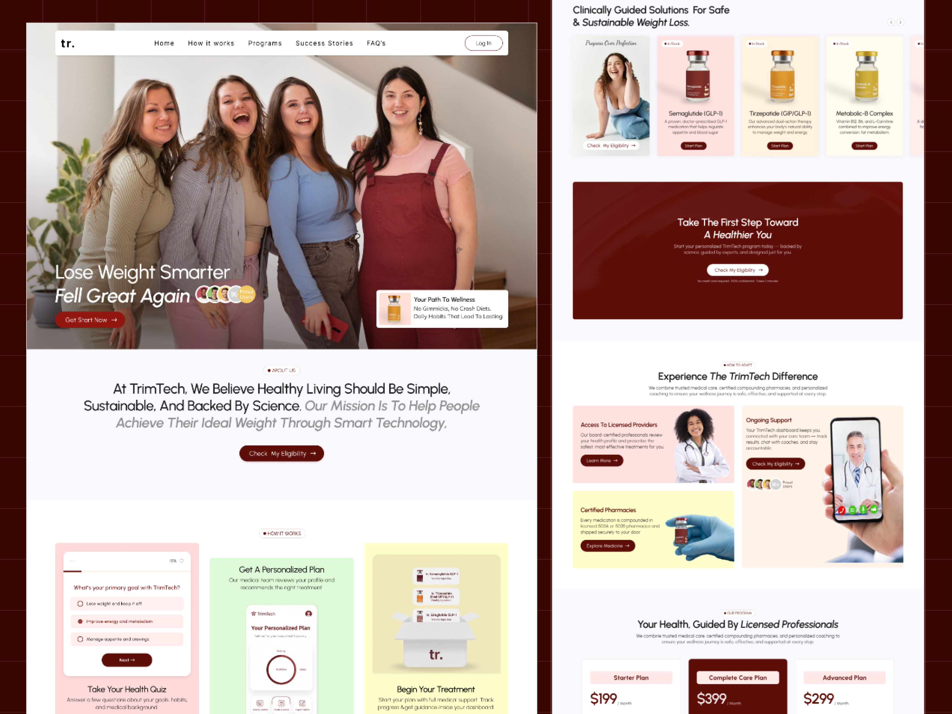 Clinically Guided Weight Loss Platform UI clinic website healthtech ui medical weight loss raddito semaglutide website telehealht platform telehealth ui uiux ux web web design website design weight loss wellness website