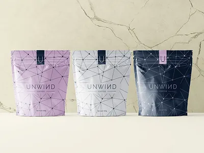 Minimalist coffee pouch design for Unwind coffee cafe coffee bag coffee design coffee pouch coffee pouch design create packaging design creative packaging logo minimalist coffee bag pouch design premium design premium packaging desing sachet design