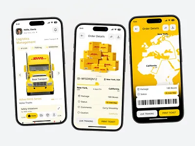 Logistics Tracking Mobile App app design app interface cargo delivery dark theme delivery tracking ecommerce logistics fleet management logistics logistics app mobile app mobile dashboard popular shipment tracking tracking dashboard transport app