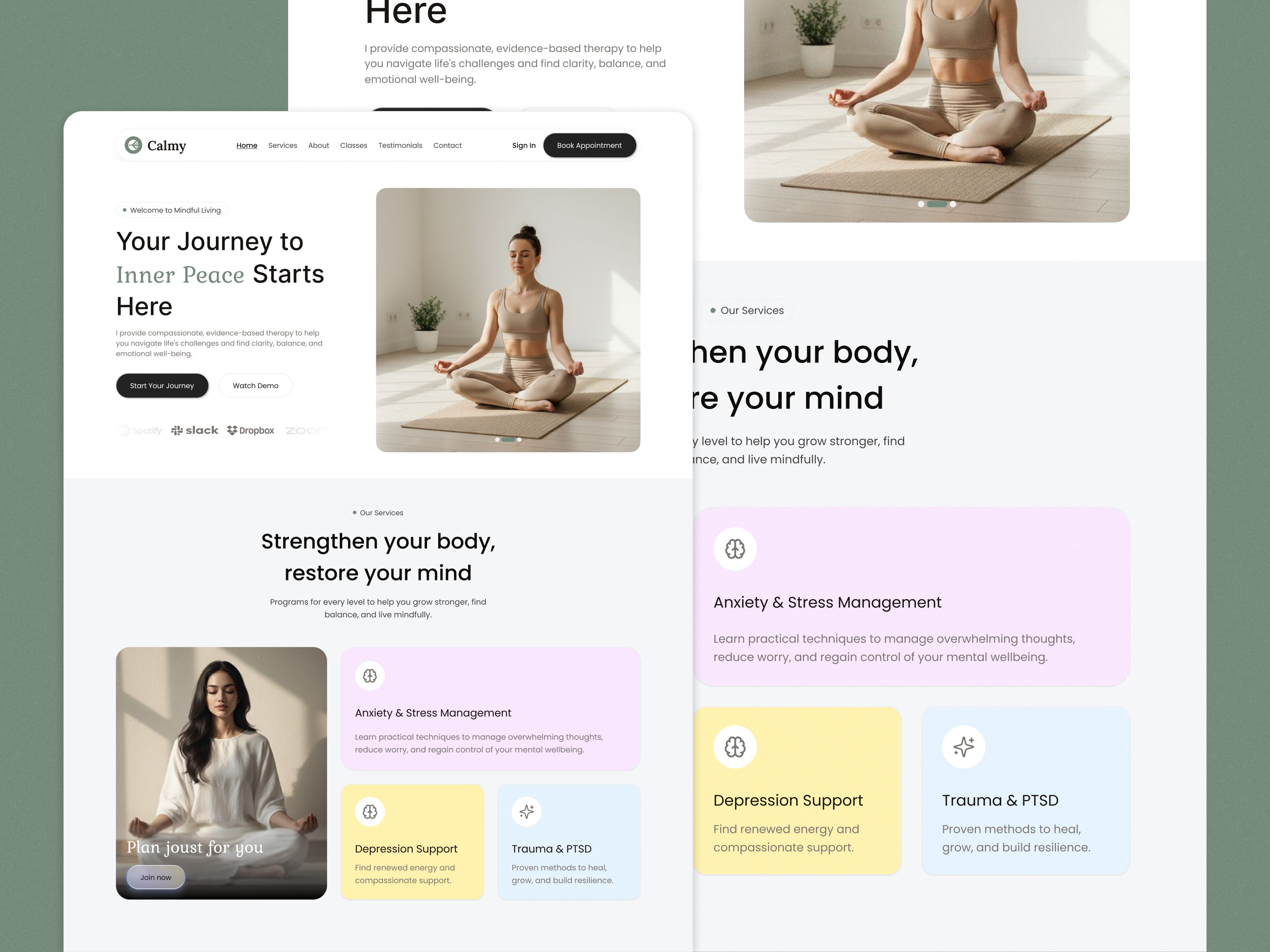 Yoga Fitness Website Design fitness fitness website health landing page holistic health landing page luxury wellness meditation minimal design responsive design spa website studio website trainer website web design website concept wellness wellness app yoga yoga landing page yoga studio yoga website