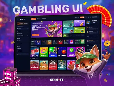 SpinIt – Modern Gambling Casino UI Design betting casino casino dashboard casino interface casino ui casino website crypto casino dashboard design design gambling gambling website illustration landing page online casino saas design slot game social app ui ui inspiration web app design