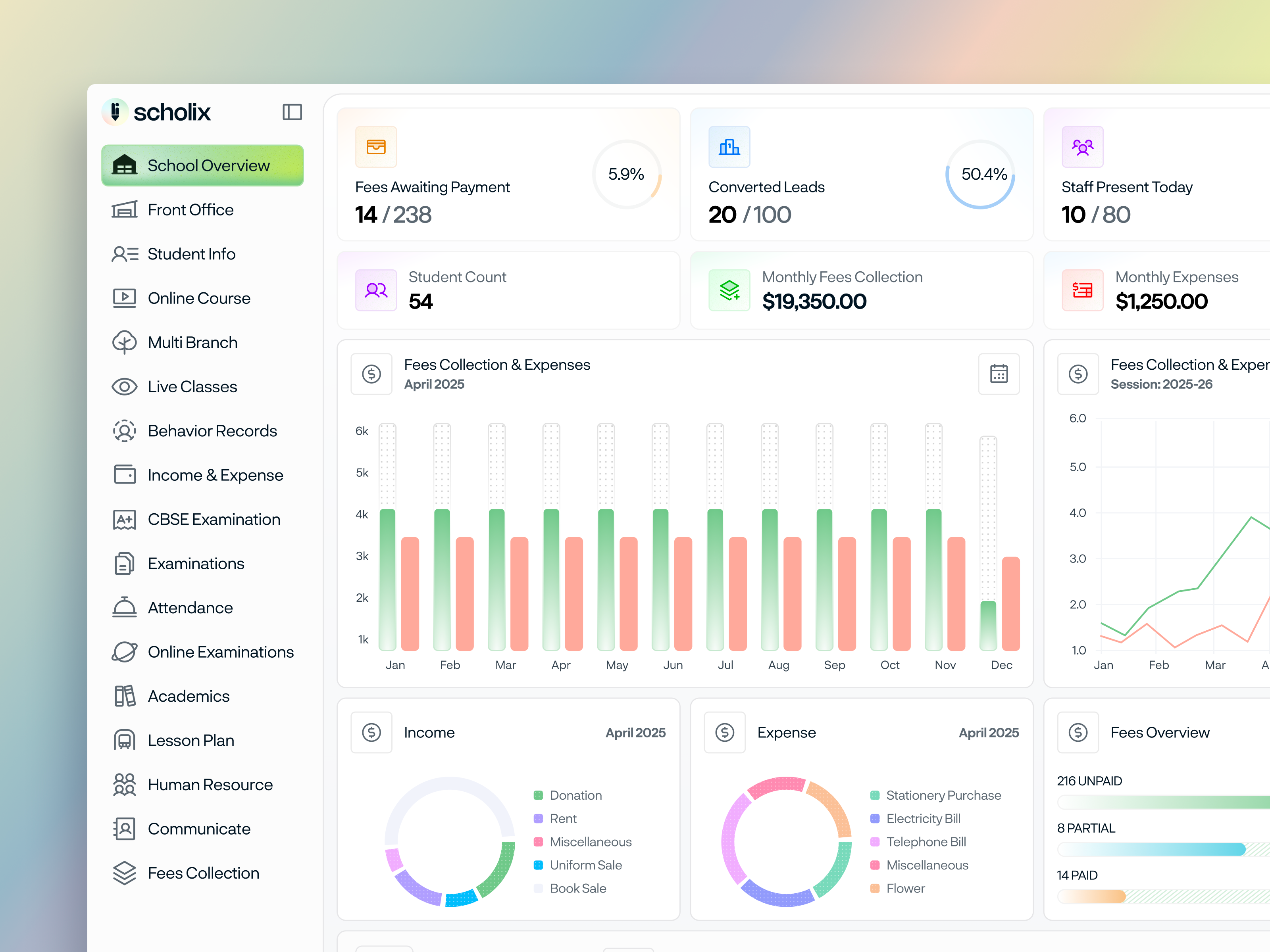 School Management SaaS Admin Dashboard UI/UX Design academic dashboard admin dashboard design admin panel attendance tracking education dashboard education software educational technology fees management institution management learning management panze studio product design saas school admin ui school analytics school erp school management student management system student portal web app