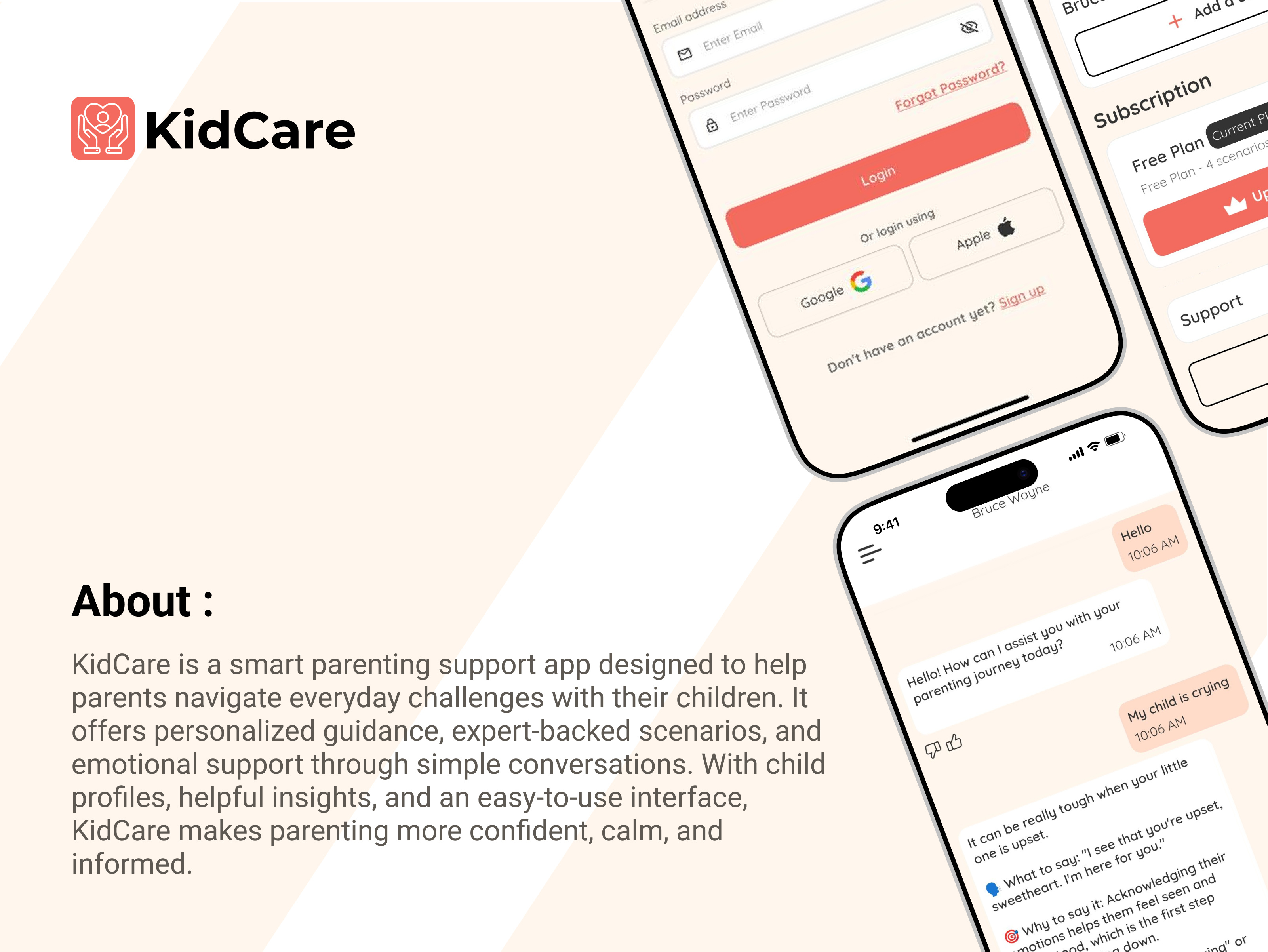 KidCare Mobile App android app design app ui app ux chat ui clean design dashboard ui education app family app health app ios app design minimal ui mobile app design modern ui parenting app saas app startup app subscription app ui design user experience ux design