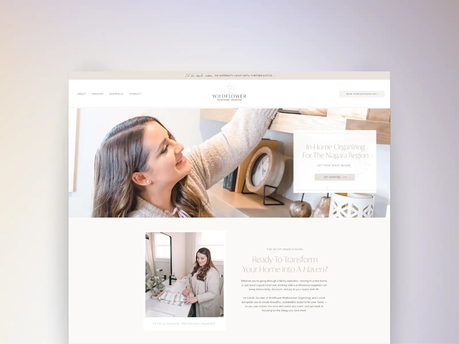 Wildflower Professional Organizing Landing Page - Wordpress clean design conversion rate optimization elementor expert elementor pro freelance designer home organizing landing page minimalist design modern ui niagara region professional organizer responsive design service website ui design user experience visual hierarchy web design web development wordpress