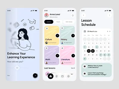 Modern Learning App UI app concept app design clean ui edtech education education app elearning learning management minimal mobile mobile app mobile app design online learning online learning education app product design student app ui collections ui design uiux user interface