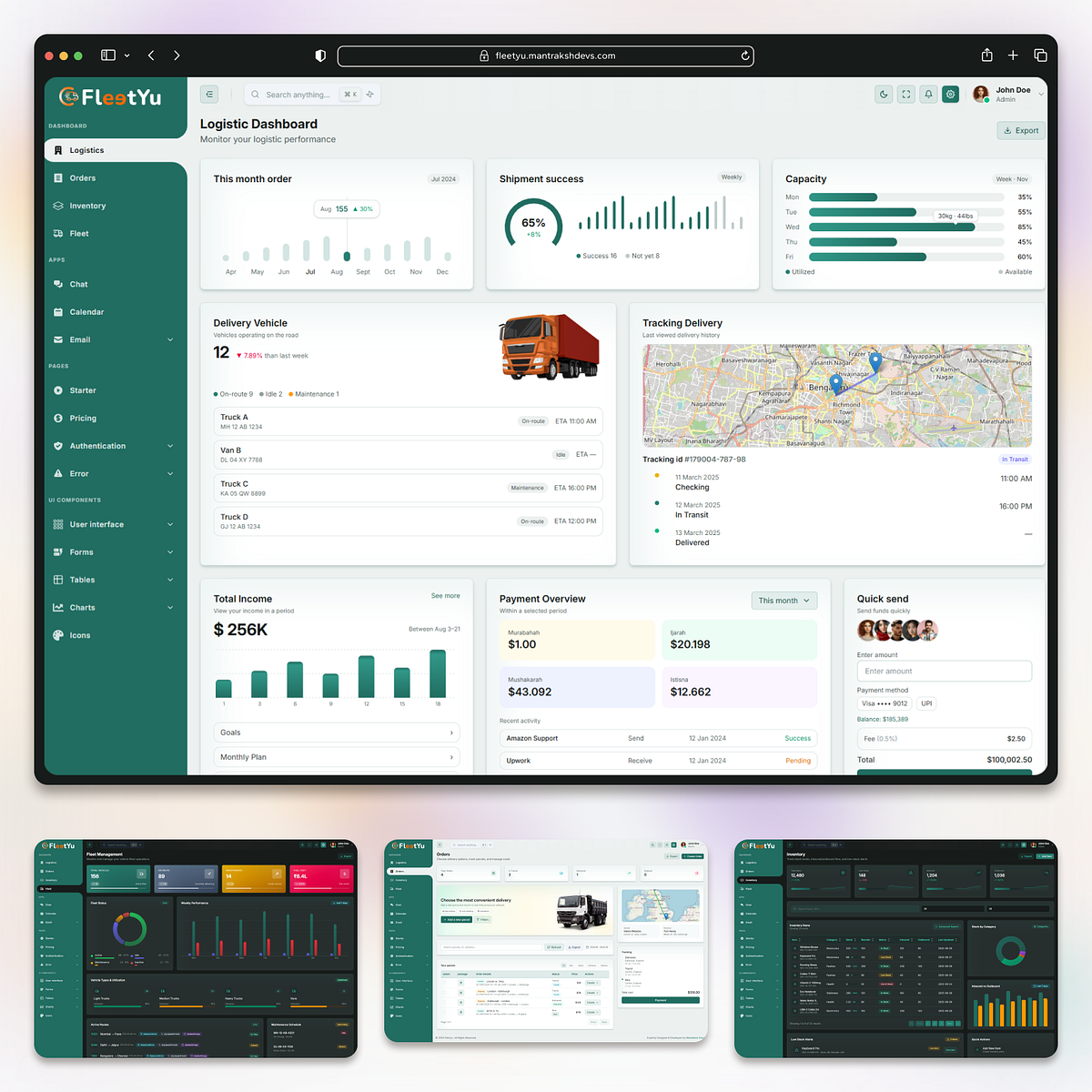 Fleetyu Logistics Admin Dashboard Template React Modern Panel