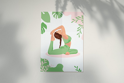 Poster for yoga centre girl graphic design health illustration plants poster relax sport yoga