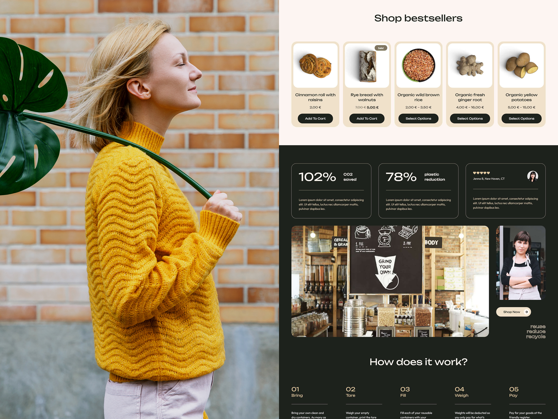 ReFill – Zero Waste Shop eCommerce Website Elementor Template