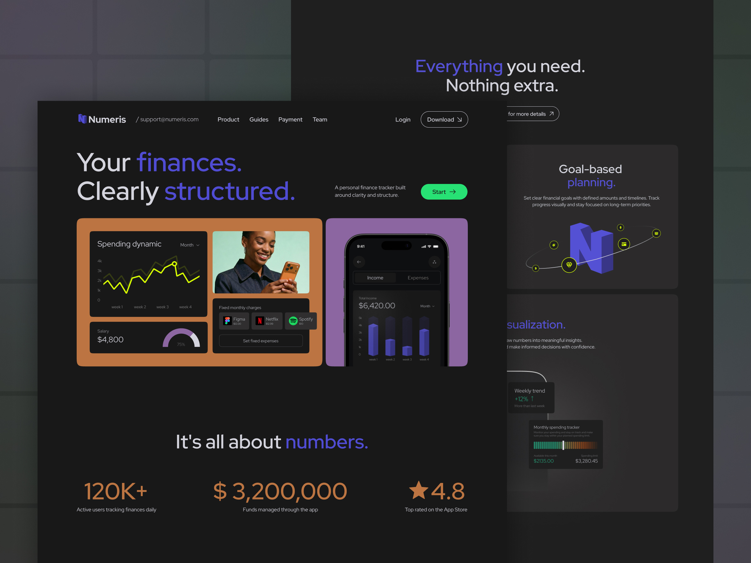 Numeris — Landing Page for Finance Tracker.
