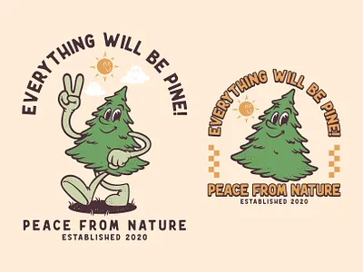 Everything Will Be Pine T-Shirt Design branding design graphic design illustration logo mascot mascot cartoon mascot character mascot design mountain nature vector