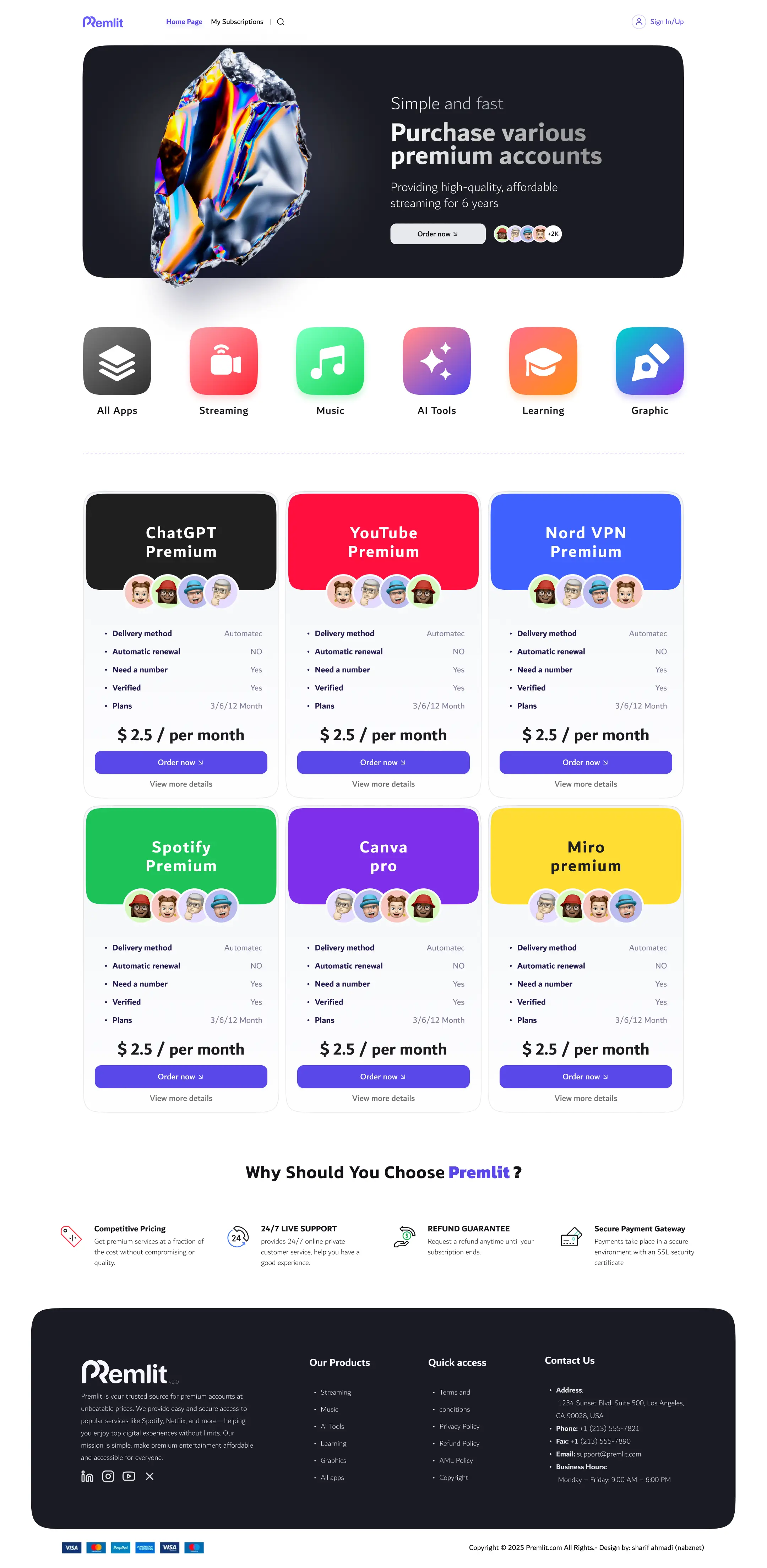 Premlit Account Shop graphic design ui