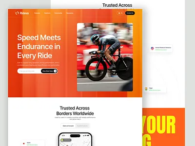 Rideva — Cycling Training Performance Tracking App Landing Page cycling design landing page minimal mobile app mobile design saas sport app sports sports website tracking training typography ui uidesign uiux ux uxdesign web design website