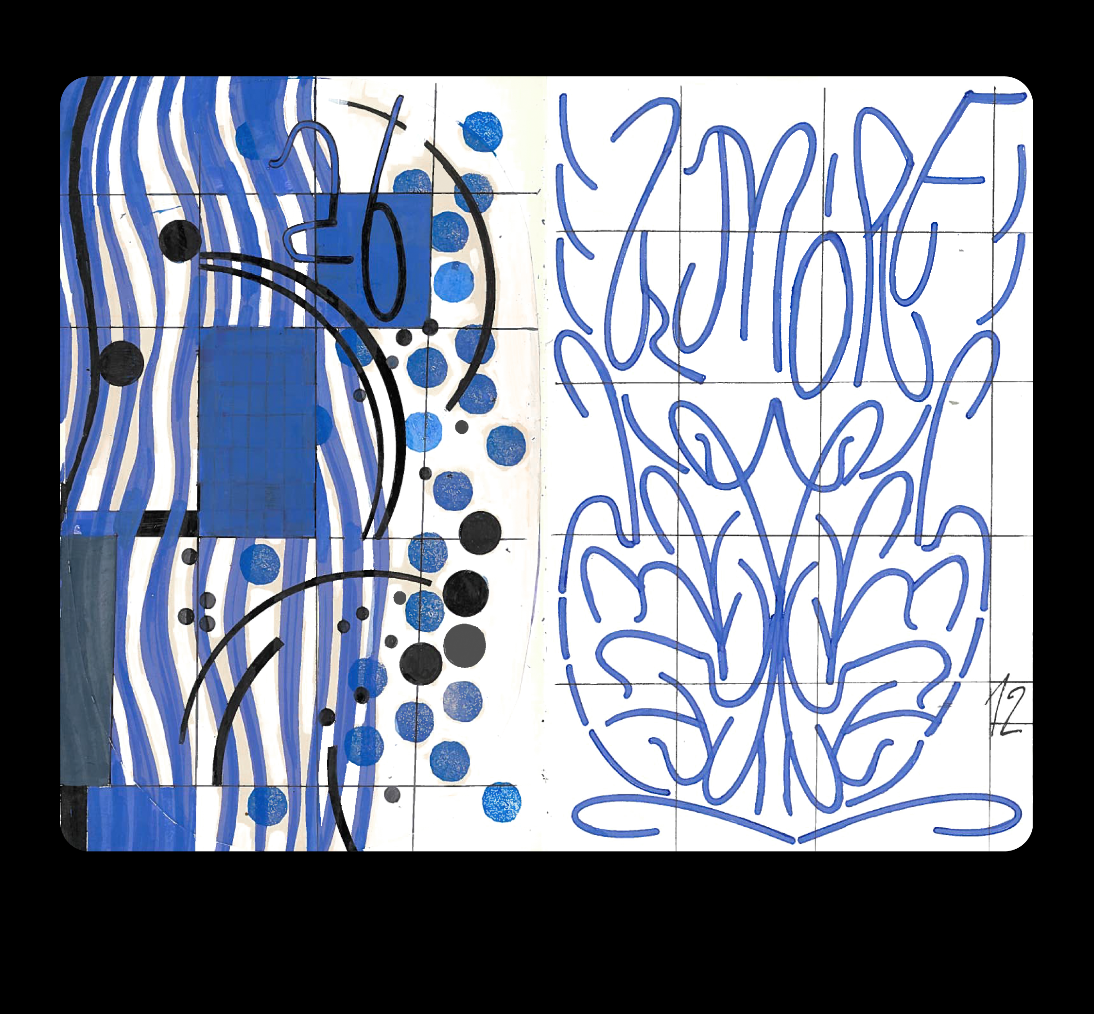 A spread from a sketchbook craft design graphic design illustration sketchbook typography