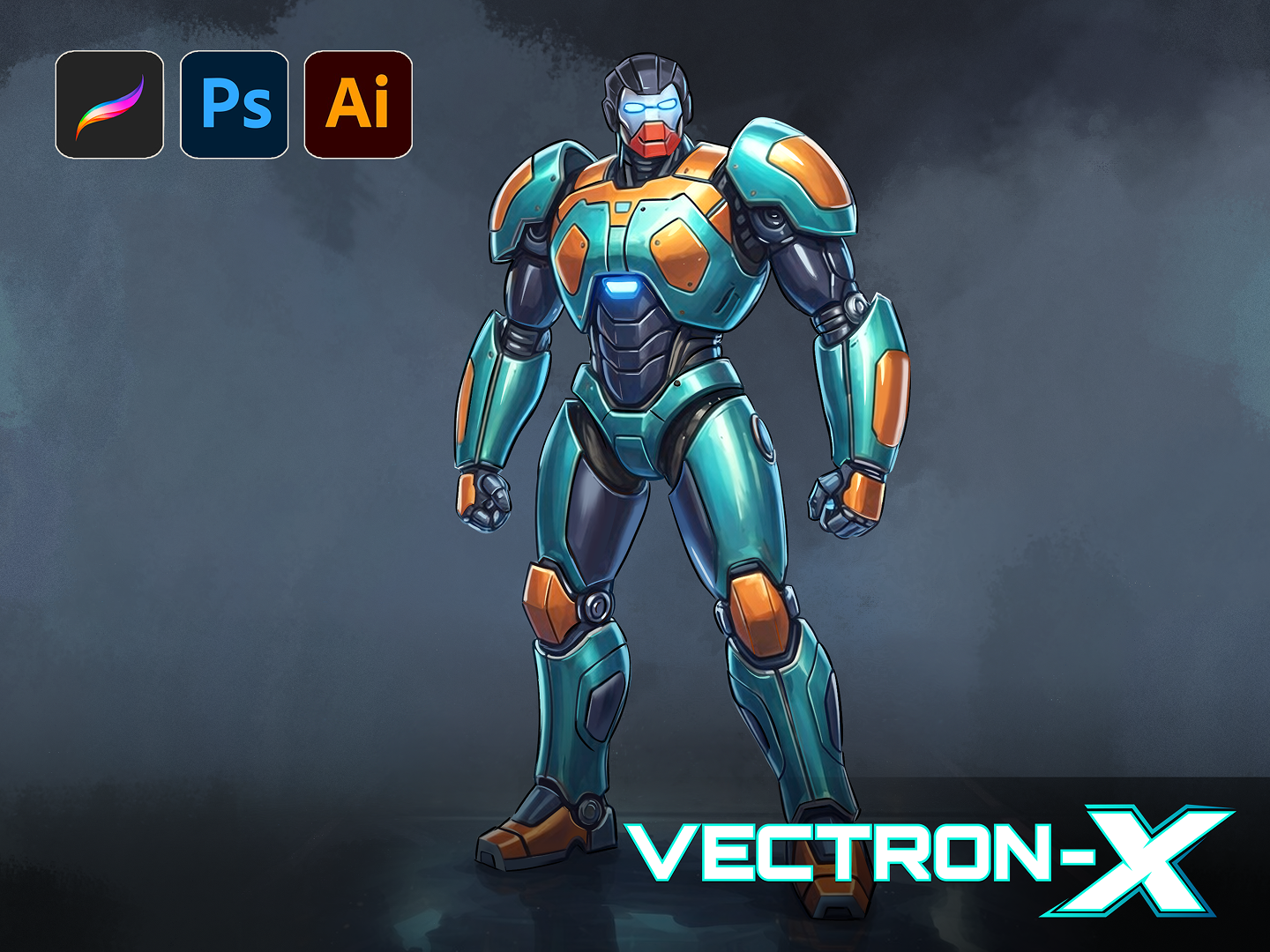 Vectoron X — Part I: Character Development 2d art character design character modeliing character modeling concept art futuristic futuristic design game art illustration mecha robotics concept robotics design sci fi character scifi sketches