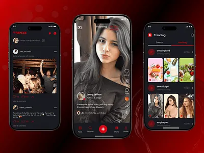 TRENDZ SOCIAL | Social Media App Design app design figma mobile app design mobile ui social media app social media platform ui ui design uiux ux