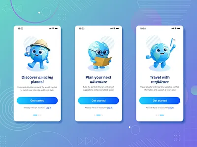 Travel App Onboarding UI — Playful & Friendly Experience 3dillustration appdesign dribbbleshot figmadesign interactiondesign mobileappdesign onboardingdesign productdesign startupdesign travelapp uidesign uiinspiration userexperience uxdesign